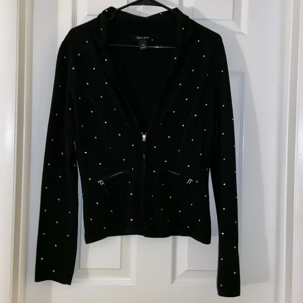 WHBM Rhinestone Zip Up Blazer Jacket